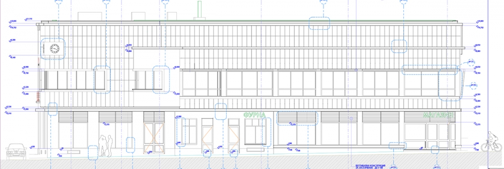 SHOPPING MART EKSPA-AGRO - FRONT STREET ELEVATION - DRAWING